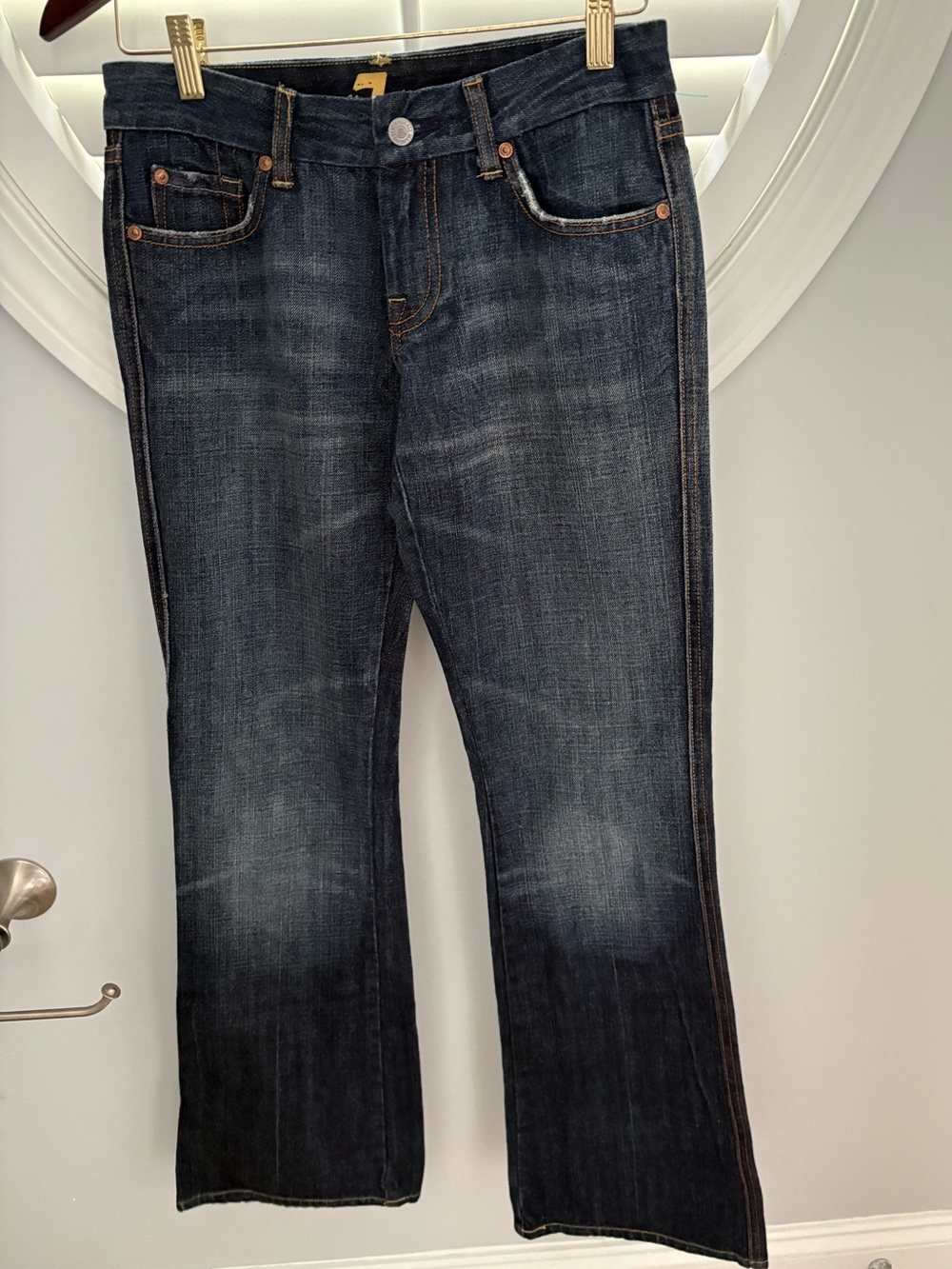 7 For All Mankind "A" Pocket Bootcut Y2K Women's Blue Denim Jeans sz 27